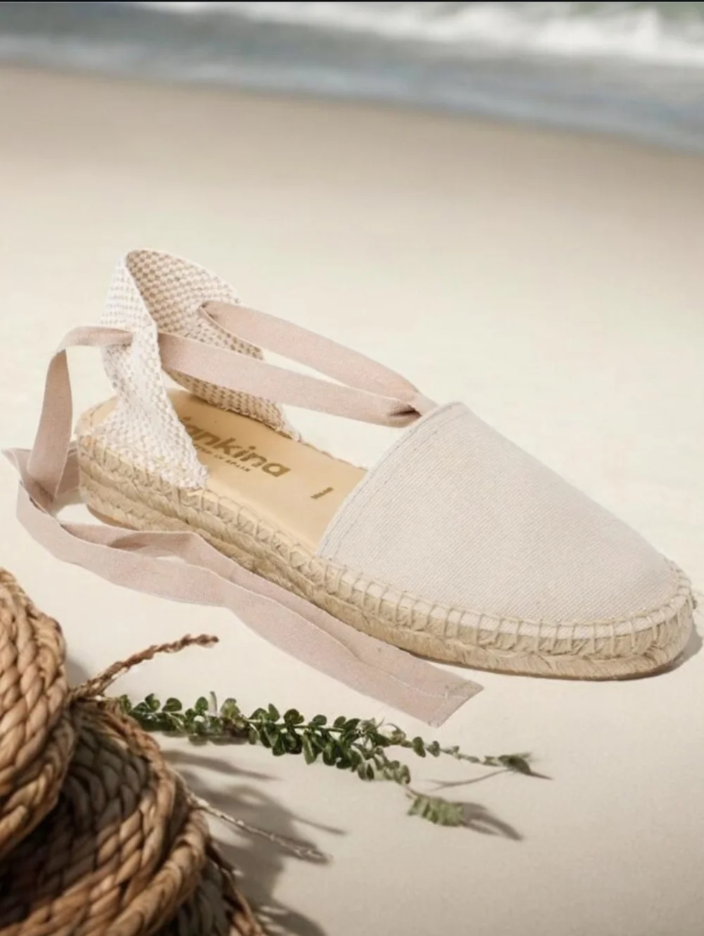 Tamarita Eco Canvas Vegan Handcrafted In Spain  Espadrille Wedges  Tan -  Sz 42